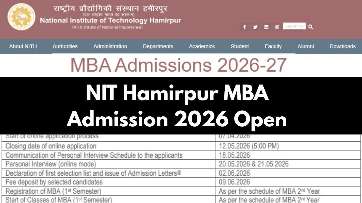 NIT Hamirpur MBA Admission 2026 Open