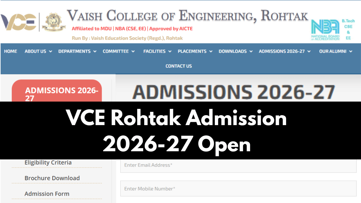 VCE Rohtak Admission 2026-27 Open