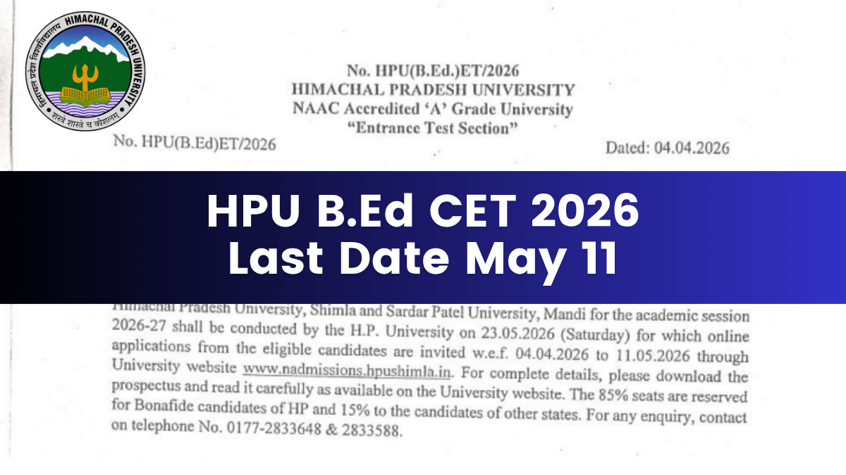 HPU B.Ed 2026 Entrance Test
