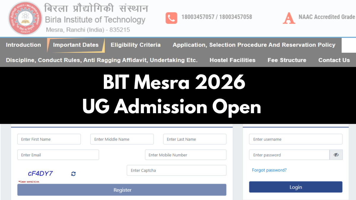 BIT Mesra UG Admission 2026 Open 