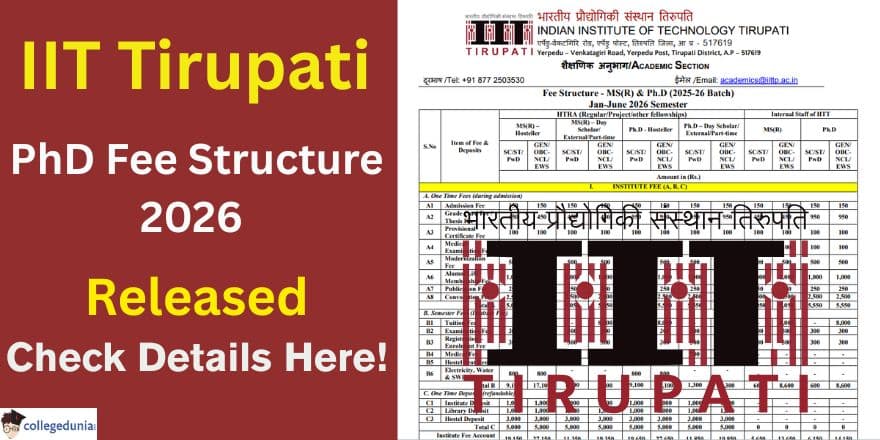 IIT Tirupati PhD Fee Structure 2026 Released @iittp.ac.in