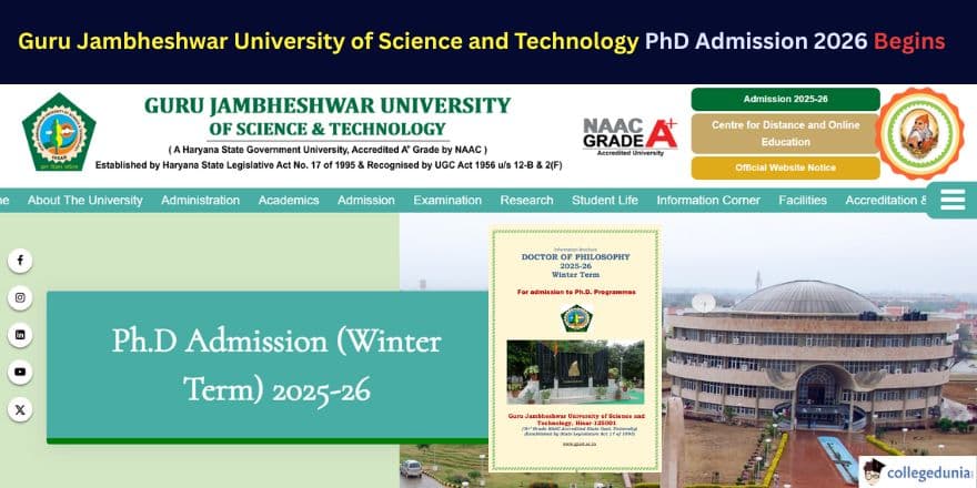 Guru Jambheshwar University of Science and Technology PhD Admission 2026 Begins