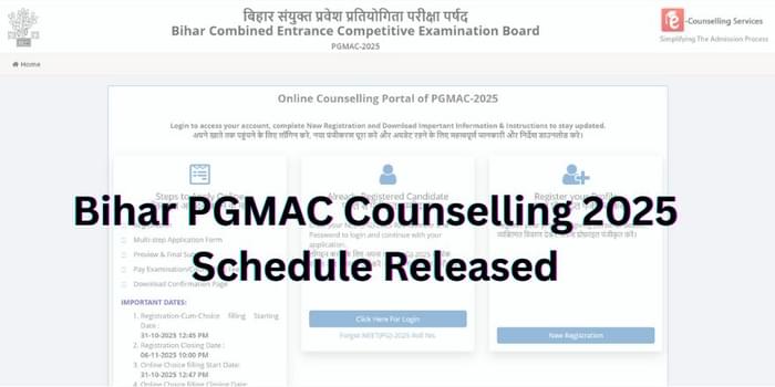 Bihar PGMAC Counselling 2025 Schedule