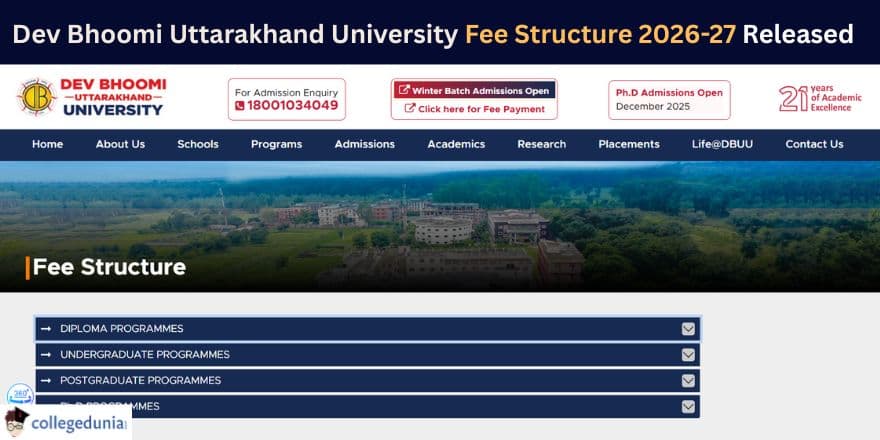 Dev Bhoomi Uttarakhand University Fee Structure 2026-27 Released