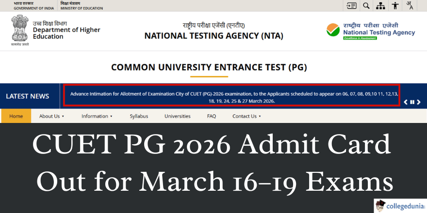 CUET PG 2026 Admit Card Released