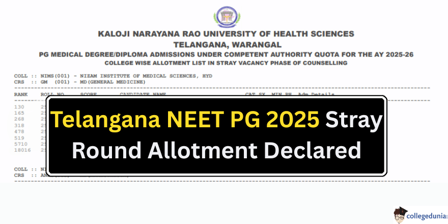 Telangana NEET PG 2025 Stray Round Allotment Declared 