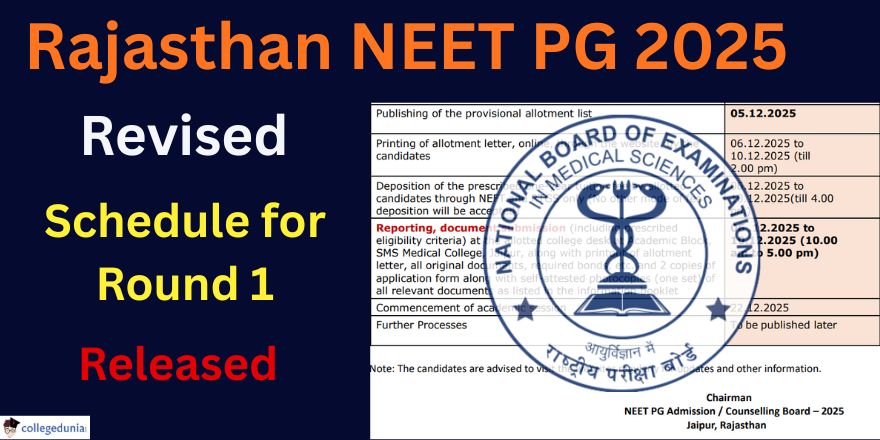 Rajasthan NEET PG 2025 Revised Schedule for Round 1 Released 