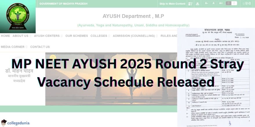 MP NEET AYUSH 2025 Round 2 Stray Vacancy Schedule Released 
