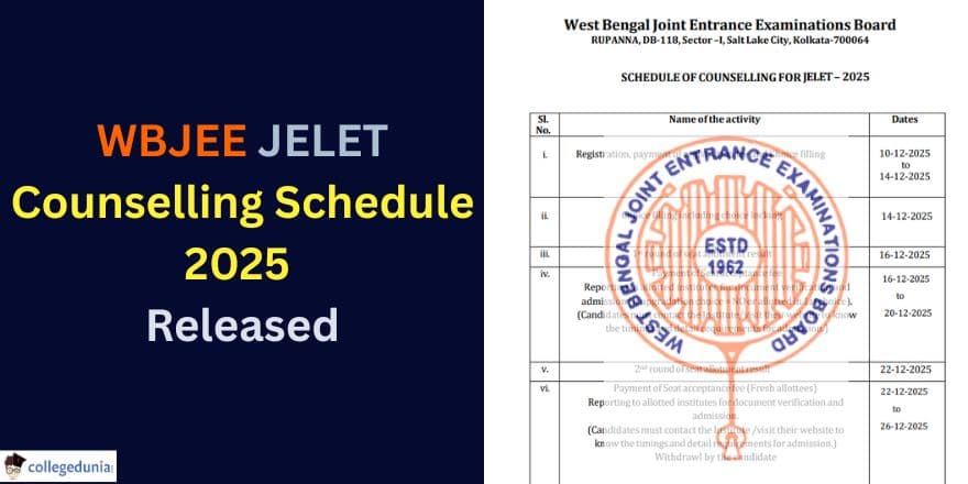 WB JELET Counselling Schedule 2025 Released at wbjeeb.nic.in,