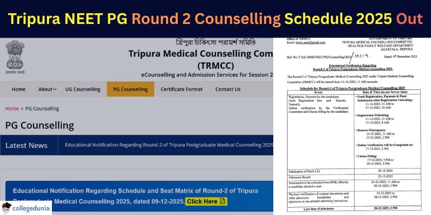 Tripura NEET PG Round 2 Counselling Schedule 2025 Out