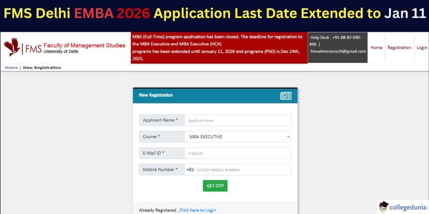 FMS Delhi EMBA 2026 Application Last Date Extended