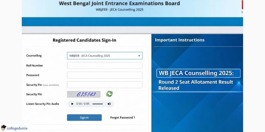 WB JECA Counselling 2025: Round 2 Seat Allotment Result 2025 Released 