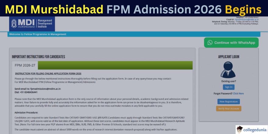 MDI Murshidabad FPM Admission 2026 Begins