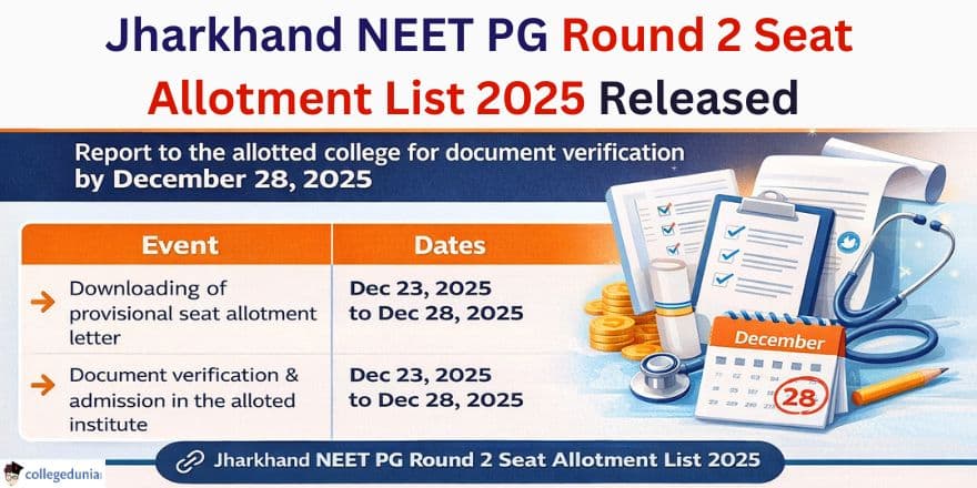 Jharkhand NEET PG Round 2 Seat Allotment List 2025 Released