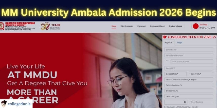 MM University Ambala Admission 2026 Begins at mmumullana.org