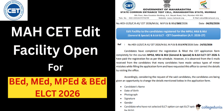 MAH CET Edit Facility Open for BEd MEd MPEd BEd ELCT 2026