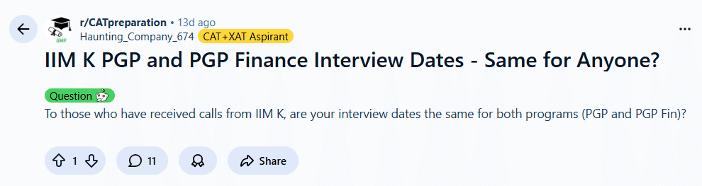 PGP vs PGP Finance Interview Schedules