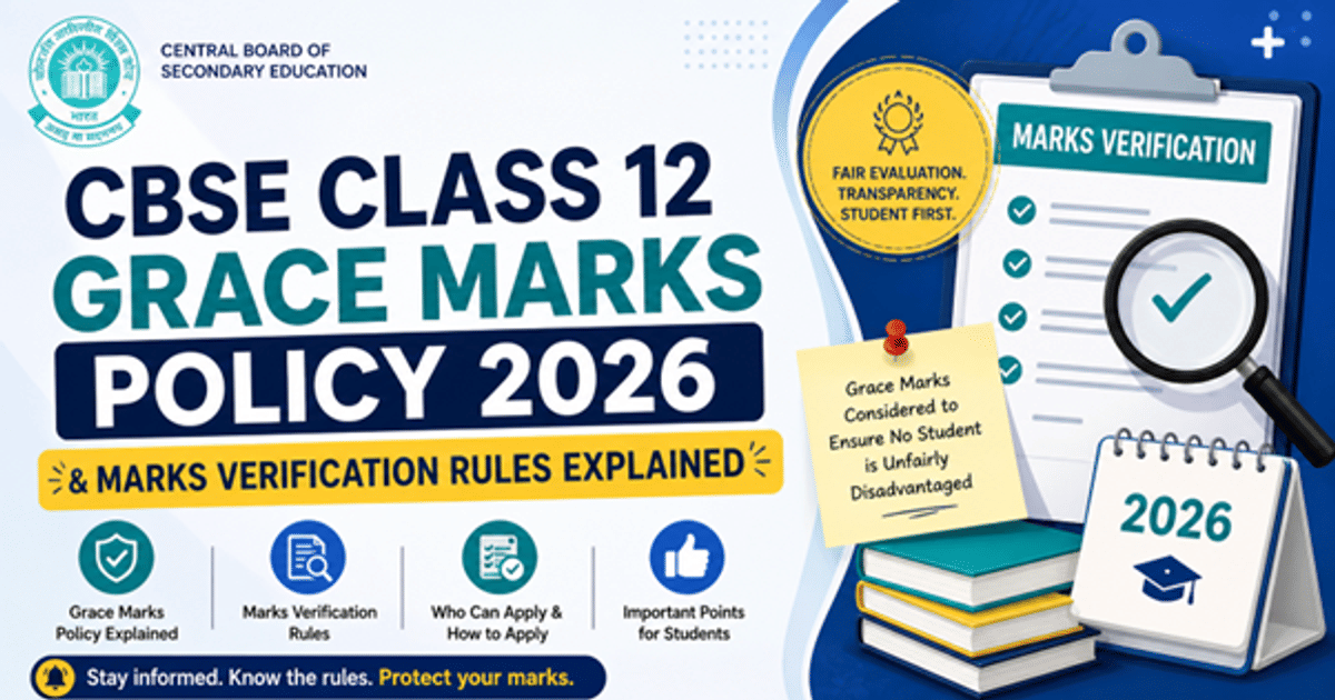 CBSE Class 12 Grace Marks Policy 2026 & Marks Verification Rules Explained