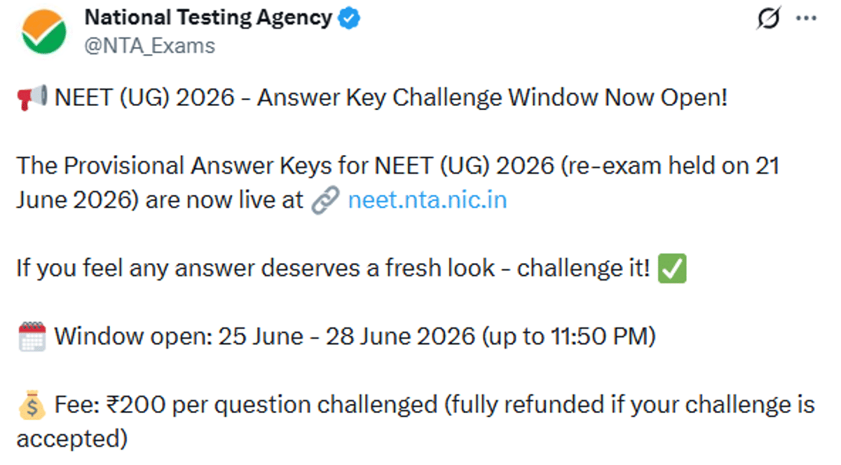 NEET 2026- Answer Key (OUT), Question Paper, Marks Vs Rank, Result and Counselling