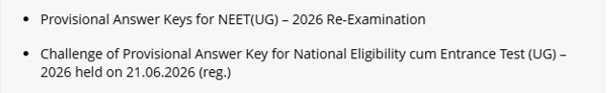 NEET 2026- Answer Key (OUT), Question Paper, Marks Vs Rank, Result and Counselling