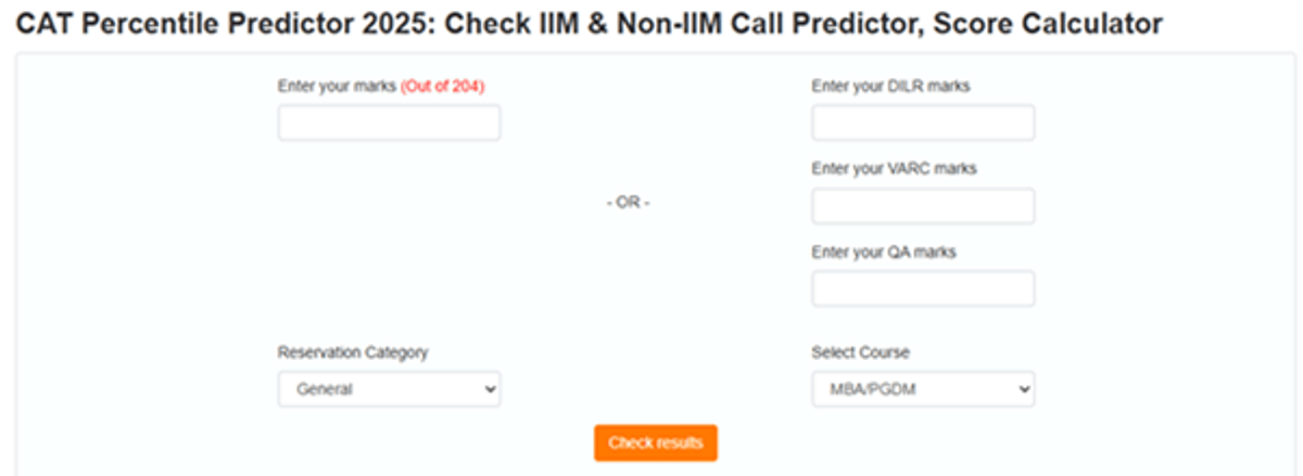 CAT 2025 Percentile Predictor