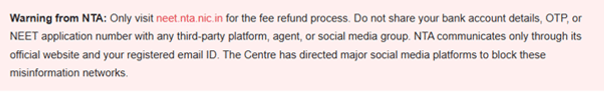 NEET 2026 Fee Refund Process: Portal Live from May 21, Category-Wise Amounts