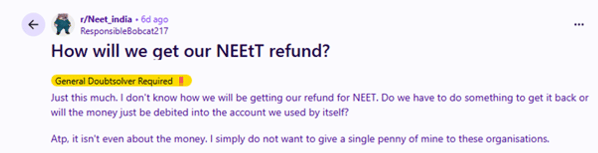 NEET 2026 Fee Refund Process: Portal Live from May 21, Category-Wise Amounts