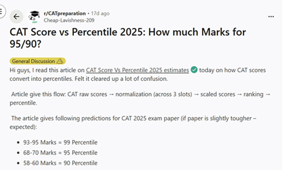 CAT 2025 Percentile Predictor