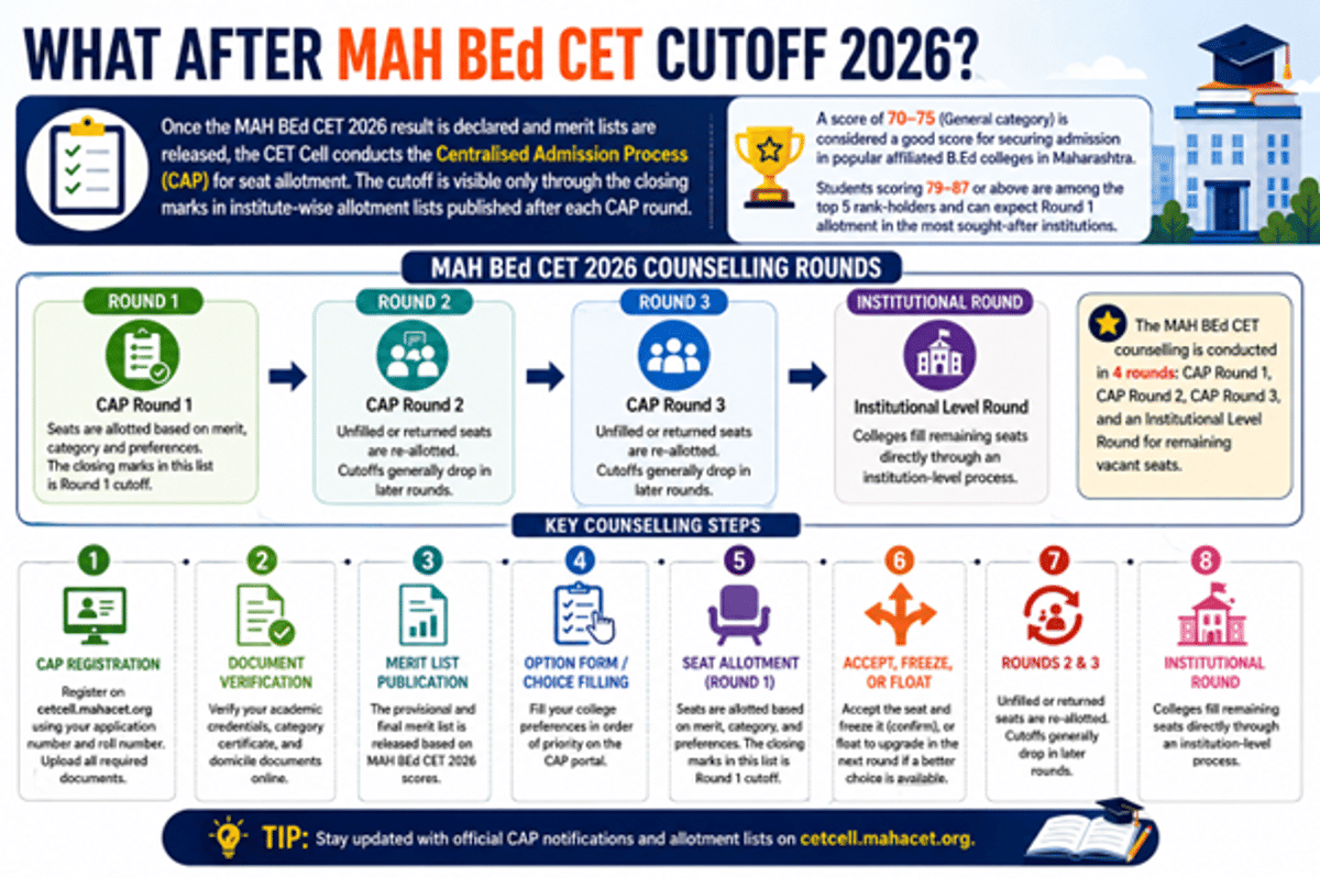 MAH BEd CET Cutoff 2026:Direct Link to Download Cutoff, Category Wise Qualifying Marks, and College Wise Closing Marks