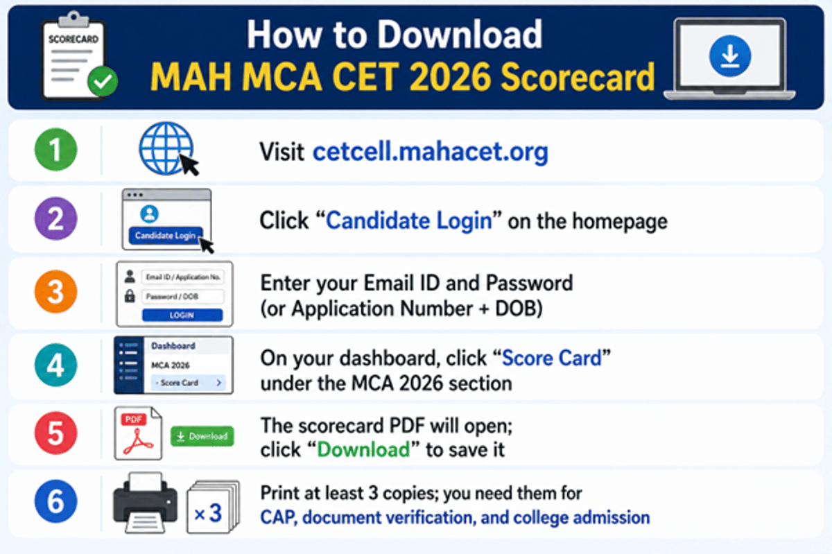 MAH MCA CET 2026 Scorecard Download – Details Mentioned, Errors & Correction Process