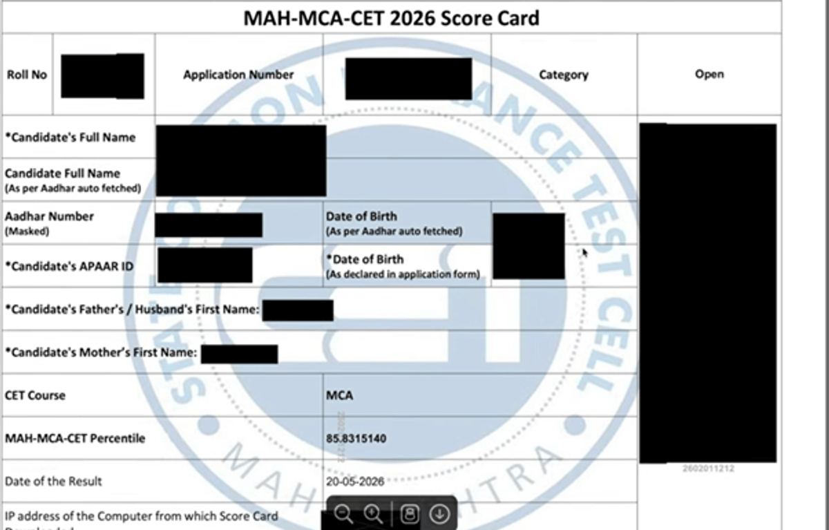 MAH MCA CET 2026 Scorecard Download – Details Mentioned, Errors & Correction Process
