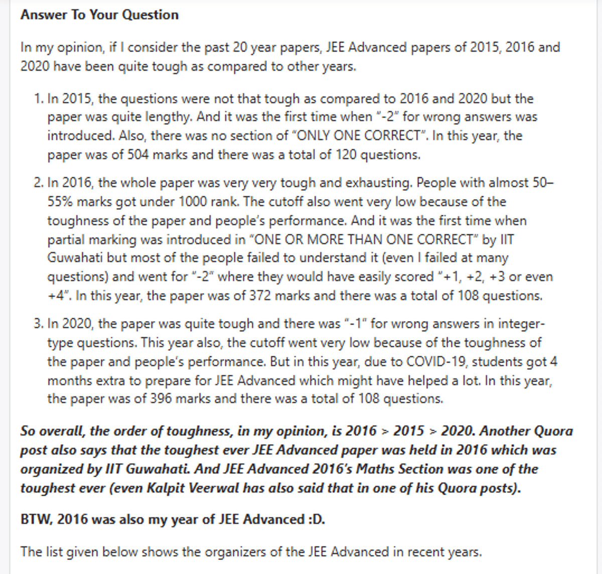 Which IIT Sets the toughest paper