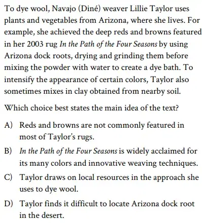 SAT Reading Sample Question