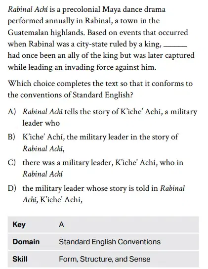 SAT Writing Sample Question