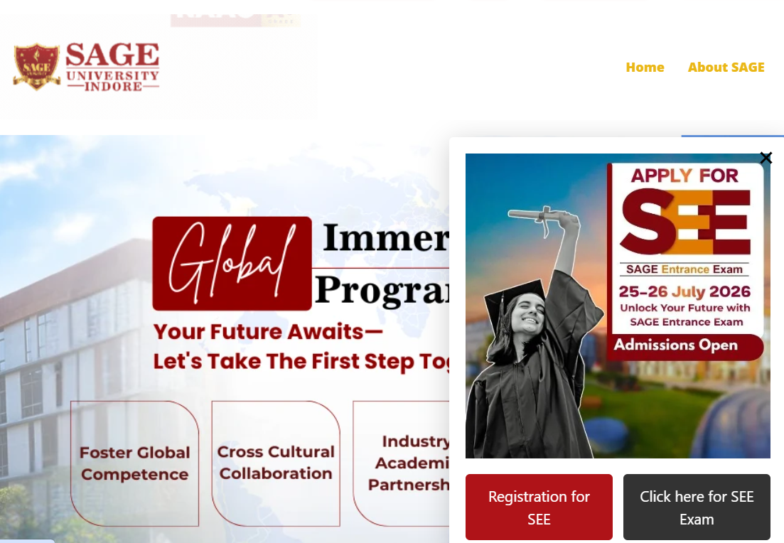 SAGE University Admission 2026