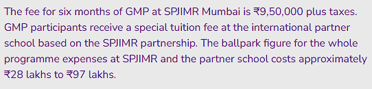 SPJIMR GMP FEES