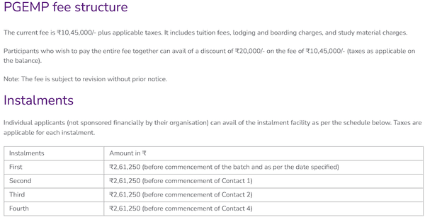 SPJIMR PGEMP fee structure 