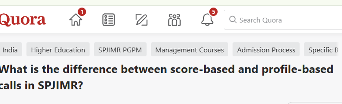 SPJIMR score based and profile based call quora query 
