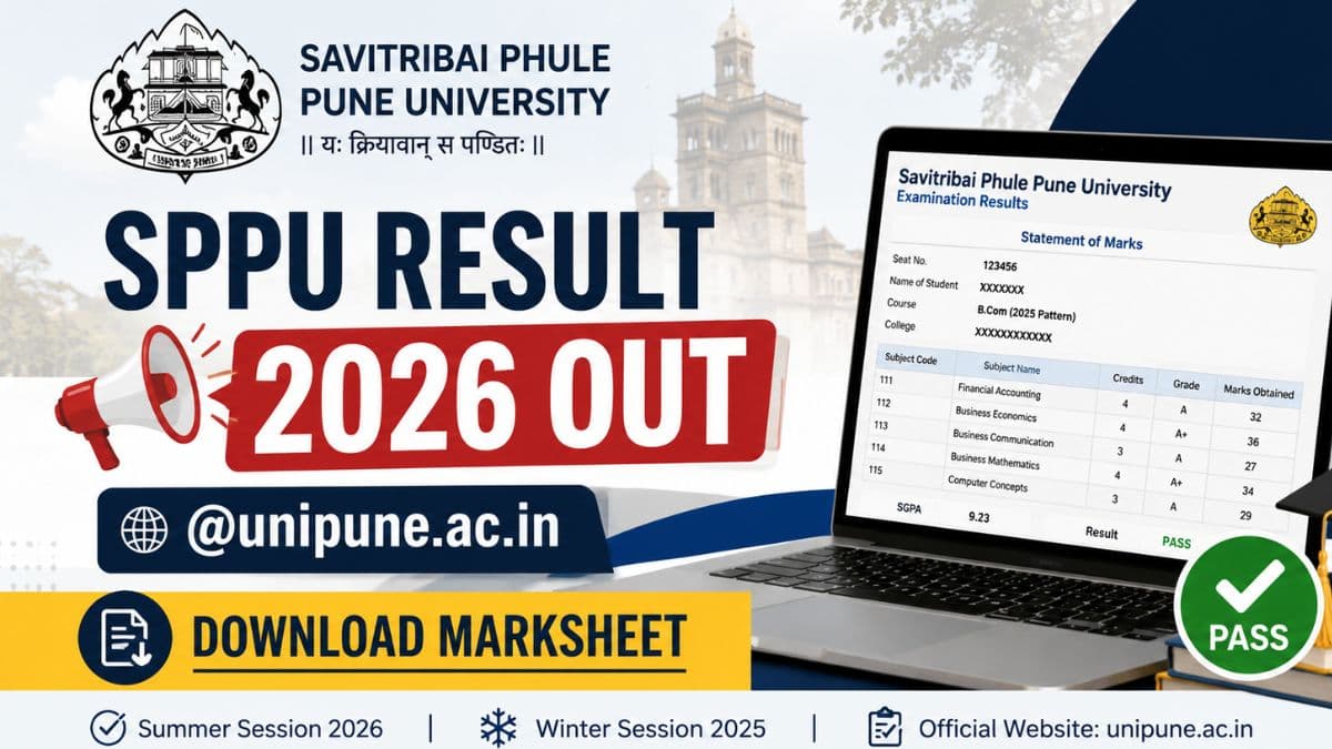 SPPU Result 2026 Out @unipune.ac.in; Download Marksheet