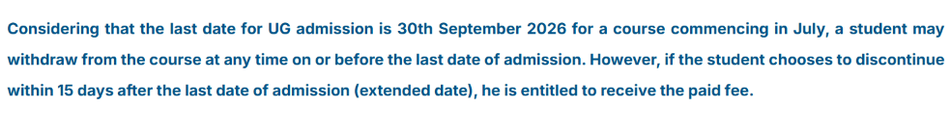 SRIHER Admission Withdrawal