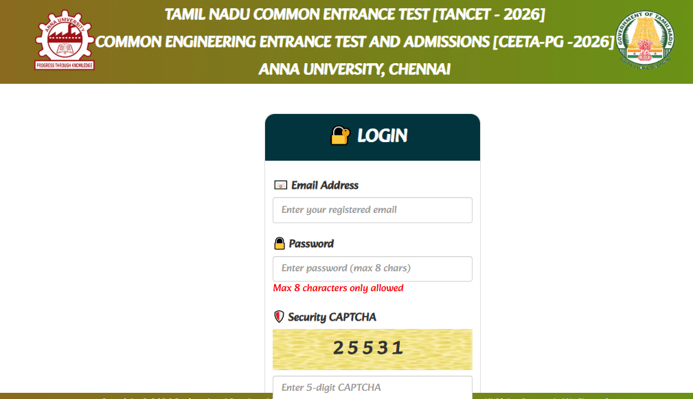 TANCET answer key window 