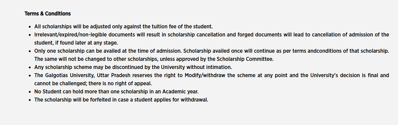 Galgotias University Scholarship
