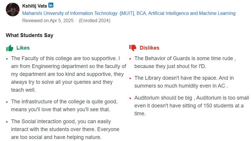 muit noida student review