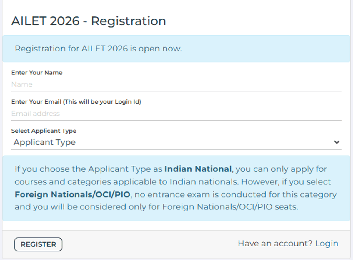 AILET 2026 Registration Starts