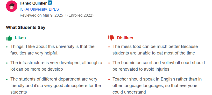 icfai tripura student review