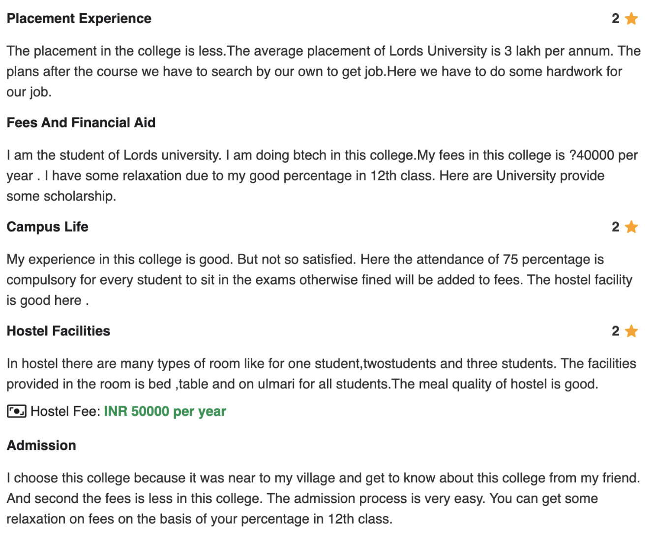 Lords University Reviews