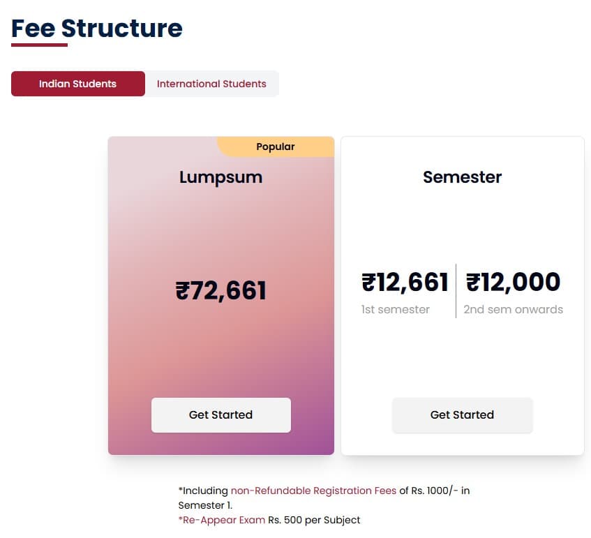 Fee Structure 2025 (As per website)-