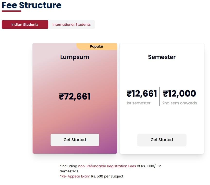 Fee Structure 2025 (As per website)-