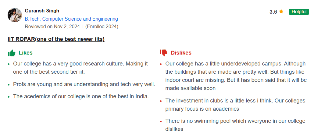 iit ropar reviews