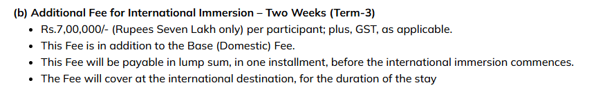 IIM Visakhapatnam Executive PGDM Global Immersion Fees 2025